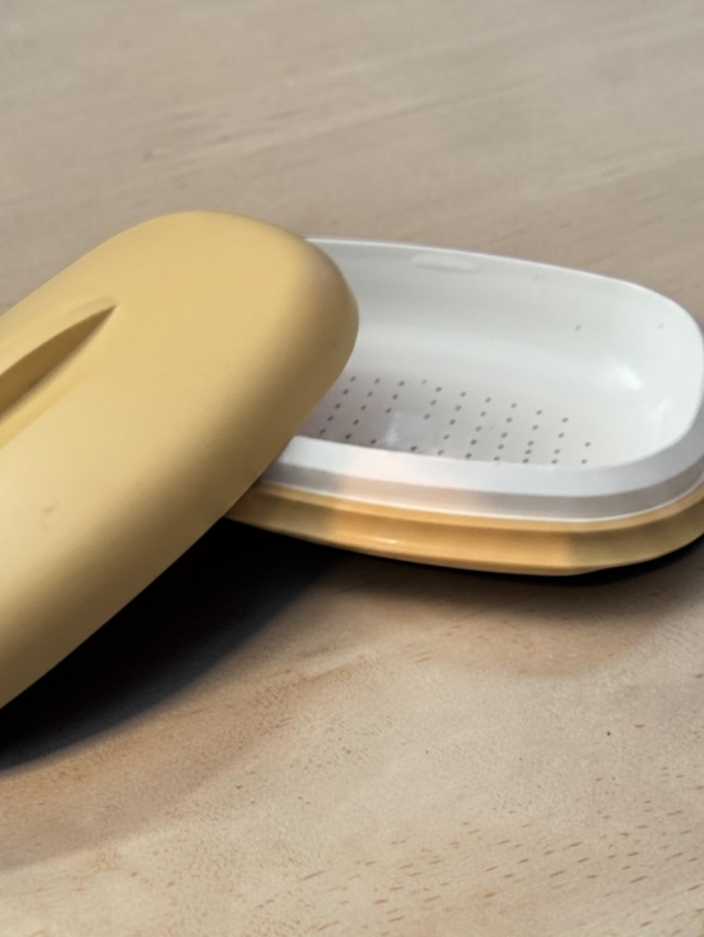 Vintage Tupperware Butter Dish with Lid, Mid-Century Yellow Plastic, Retro 1960s